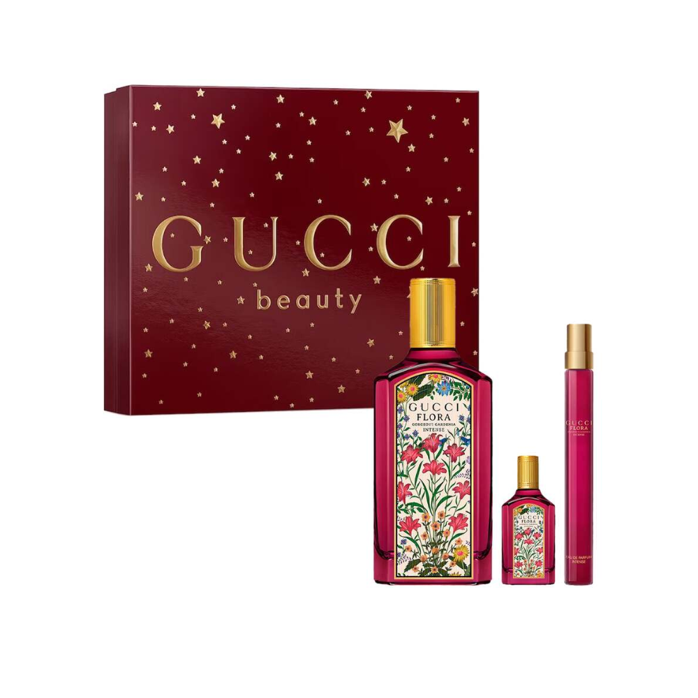Gucci Flora Gorgeous Gardenia Intense Gift Set EDP 100 ml, miniature EDP 10 ml and miniature EDP 5 ml