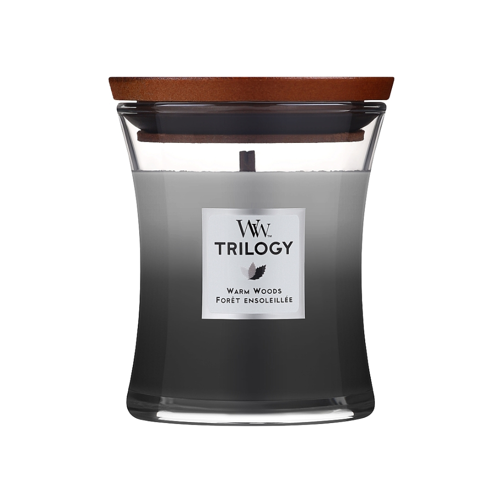 WoodWick - Trilogy Fireside, Redwood, Sandalwood Clove Candela profumata  609 g