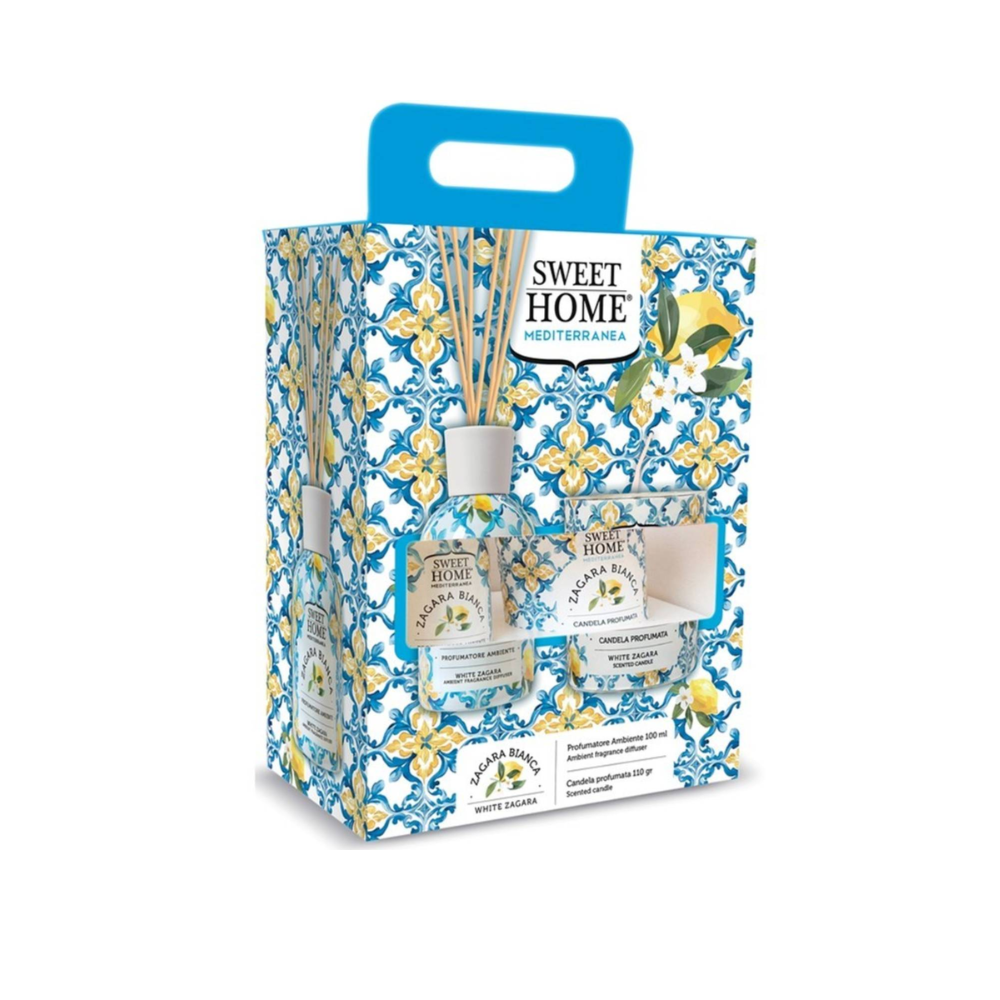 Sweet Home Collection - White Zagara Set - Diffusore Ambiente + candele set regalo