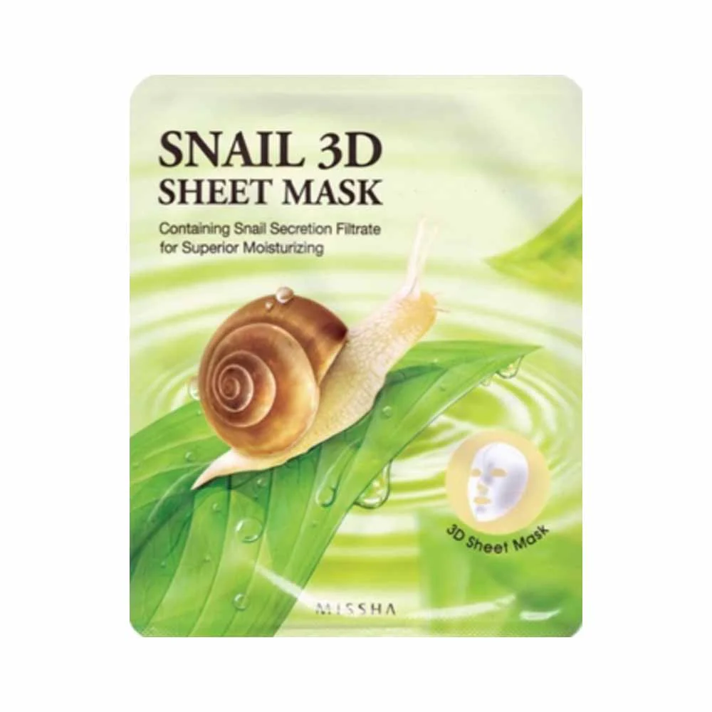 Missha	Snail 3D Sheet Mask - Maschera viso idratante con estratto di lumaca